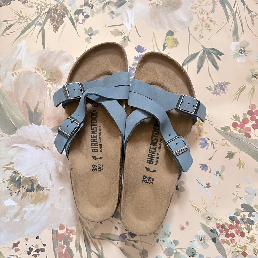 Denim Blue Suede Leather Birkenstock Yao Sandals